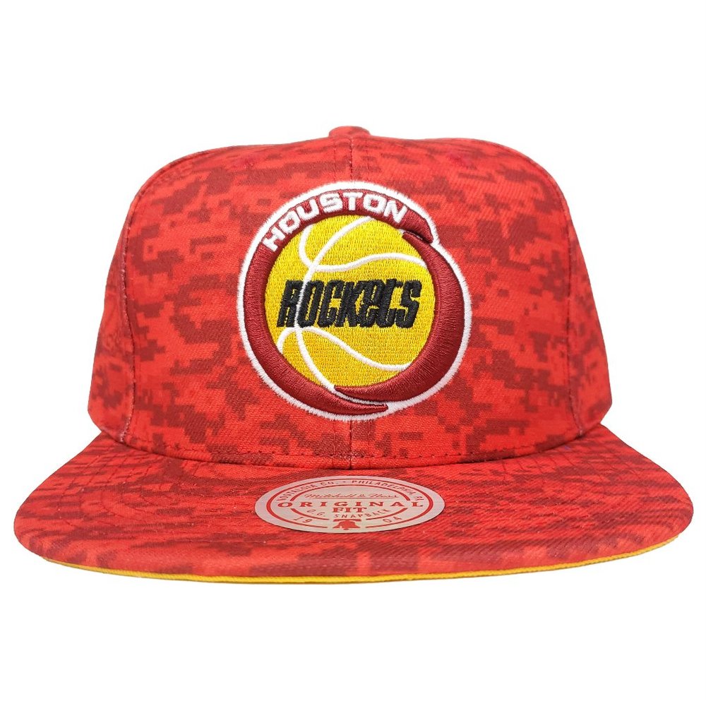 Houston Rockets  Mitchell &‎ Ness NBA Snapback Hat 3D Logo Red Digi Camo Cap NWT